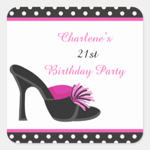 Sticker Carré Chaussures à talons noirs avec pois noirs