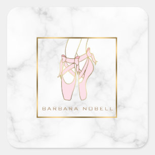 Sticker Carré Chaussures de ballet minimaliste en marbre Balleri