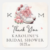 Sticker Carré Chaussures de sport Rose Poussiéreux Floral Remerc (Devant)