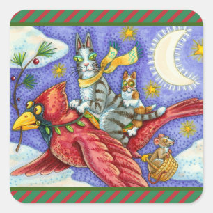 STICKER CARRÉ CHAUSSURES FUNNY N'FITZ, CARDINATEUR GÉANT DE NOËL