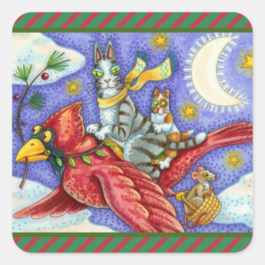 STICKER CARRÉ CHAUSSURES FUNNY N'FITZ, CARDINATEUR GÉANT DE NOËL (Devant)