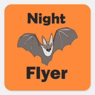 Sticker Carré Chauve-souris mignonne et effrayante qui vole la n