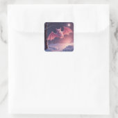 Sticker Carré chauve-souris rose pleine lune (Sac)