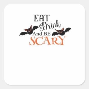 Sticker Carré Chauves-souris d'Halloween soient effrayantes Mème