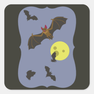 Sticker Carré chauves-souris éffrayante d'Halloween