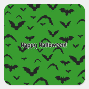 Sticker Carré Chauves-souris volantes sur fond vert