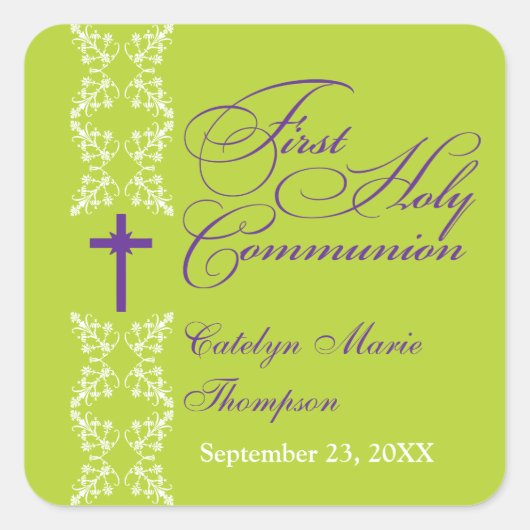 Sticker Carré Chaux de la bande baroque Première communion saint (Devant)