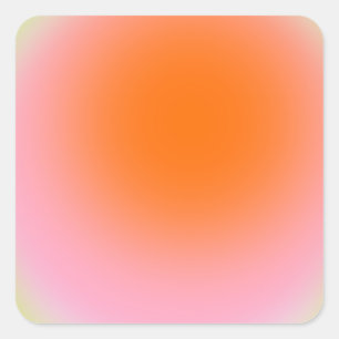 Sticker Carré Chaux Gradient Coloré Vert rose orange