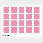 Sticker Carré Check Coral Pink Checkered Pattern Checkerboard (Feuille)