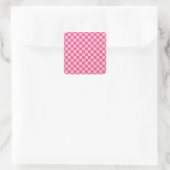 Sticker Carré Check Coral Pink Checkered Pattern Checkerboard (Sac)