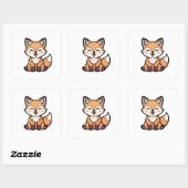 Sticker Carré Cheeky Fox – Cute Kawaii Illustration (Feuille)