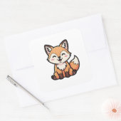 Sticker Carré Cheeky Fox – Cute Kawaii Illustration (Enveloppe)