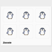 Sticker Carré Cheery Penguin – Cute Kawaii Illustration (Feuille)
