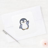 Sticker Carré Cheery Penguin – Cute Kawaii Illustration (Enveloppe)