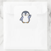 Sticker Carré Cheery Penguin – Cute Kawaii Illustration (Sac)