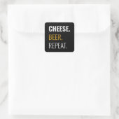 Sticker Carré Cheese Beer Repeat, Drôle Novelté dégoûté (Sac)