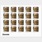 Sticker Carré Cheeseburger (Feuille)