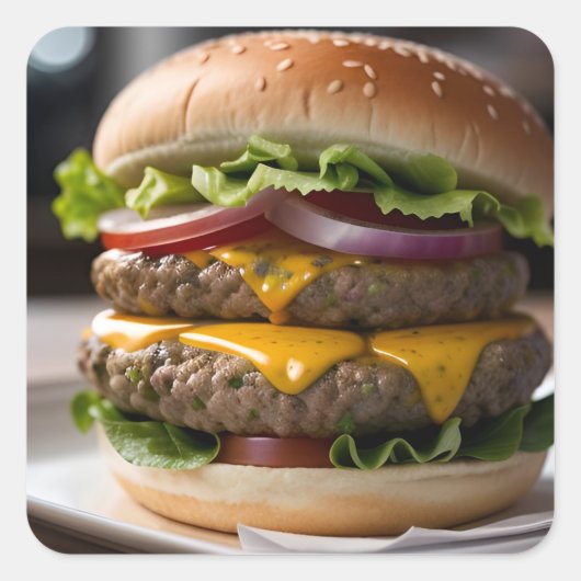 Sticker Carré Cheeseburger (Devant)