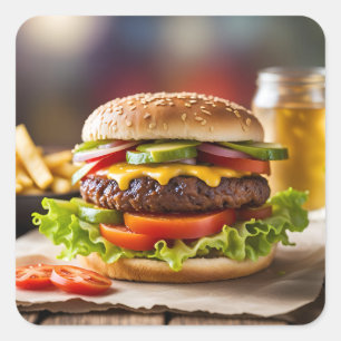 Sticker Carré Cheeseburger