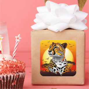 Sticker Carré Cheetah African Feline Wild Animal