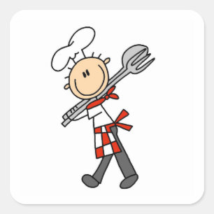 Sticker Carré Chef avec pince à salade