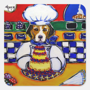 Sticker Carré Chef Beagle