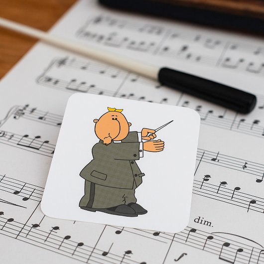 Sticker Carré Chef d'orchestre de musique de dessin animé avec b