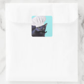 Sticker Carré Chef italien, chat noir (Sac)