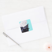 Sticker Carré Chef italien, chat noir (Enveloppe)