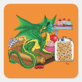 Sticker Carré Chef pâtissier Dragon Vert (Devant)
