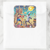 Sticker Carré Chef robot contre Kangaroo Boxer Showdown (Sac)