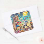 Sticker Carré Chef robot contre Kangaroo Boxer Showdown (Enveloppe)