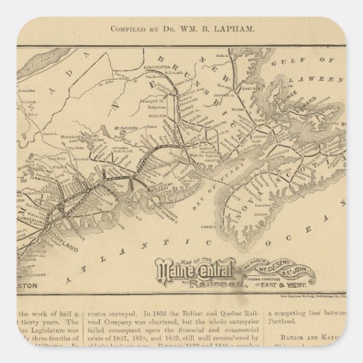 Sticker Carré Chemin de fer Maine Central (Devant)