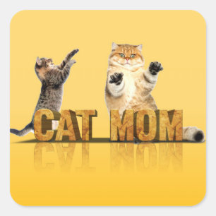 Sticker Carré Chemise de chat drôle cadeau maman chat maman