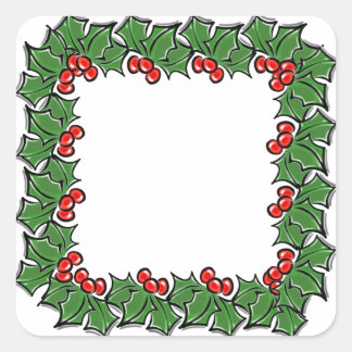 Sticker Carré Chemise de Noël sainte feuille baies rouges vert