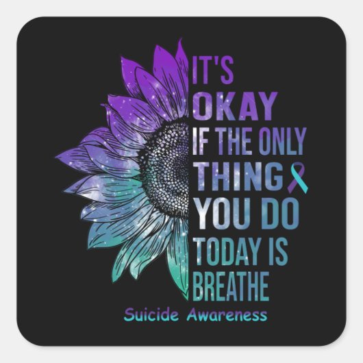 Sticker Carré Chemise de sensibilisation au suicide Tournesol ca (Devant)