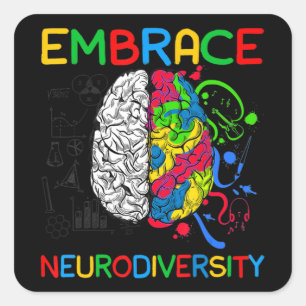 Sticker Carré Chemise Neurodiversity Embrasser la Sensibilisatio