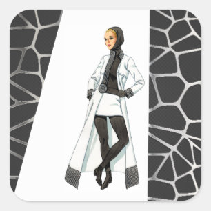 Sticker Carré Chemise noire et blanche de mod de la moitié du