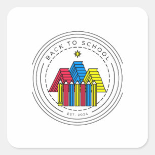 Sticker Carré Chemise Premier Jour D'école Crayon Montagne Liv