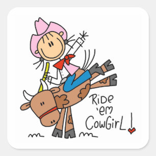 Sticker Carré Chemise Ride Em Cowgirl et Cadeaux