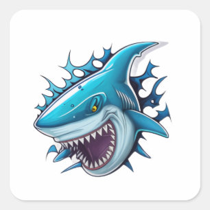 Sticker Carré Chemise T-Shirt avec logo de requin