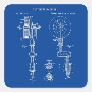 Sticker Carré Chemise vintage d'artiste de tatouage Gun