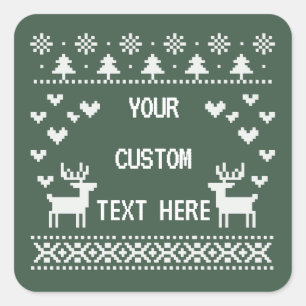 Sticker Carré Chemises de Noël Ugly Sweaters Couple Drôle Texte
