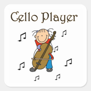 Sticker Carré Chemises et Cadeaux pour Fille au Violoncelle en B