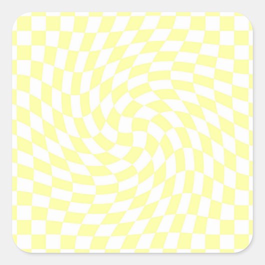 Sticker Carré Chèques jaune clair et blanc À damiers Motif (Devant)