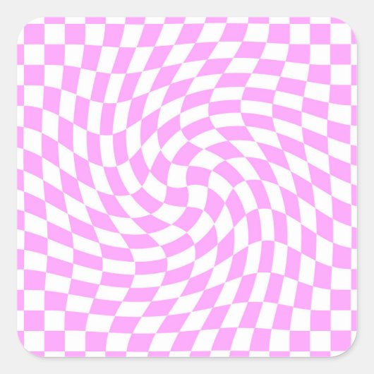 Sticker Carré Chèques roses et blancs À damiers Motif chic (Devant)