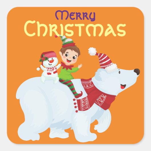 Sticker Carré Cher neiger de Noël (Devant)