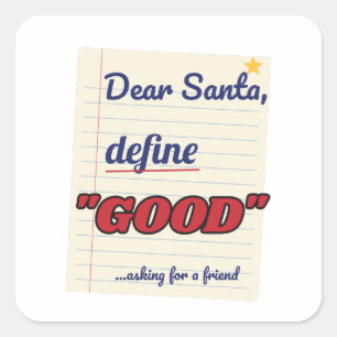 Sticker Carré Cher Père Noël, définissez bon