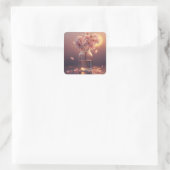 Sticker Carré Cherry Blossom Serenity – Elegant Sakura Branch in (Sac)