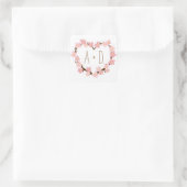 Sticker Carré Cherry Blossom Wreath Boho Mariage rustique (Sac)